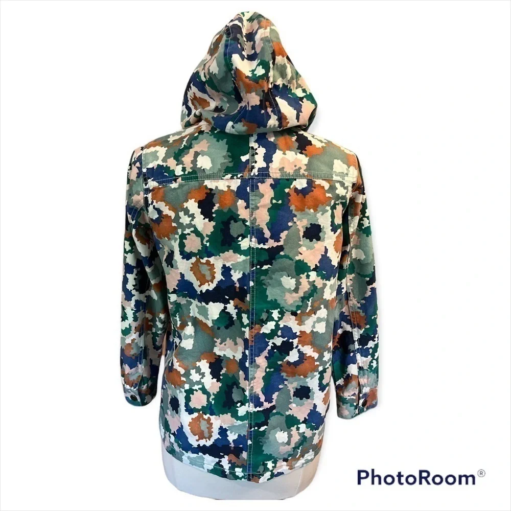 Digital Camo Print Hooded Jacket Blue, Green, Pumpkin White Girl SZ XL‌‌‌‌‌‌